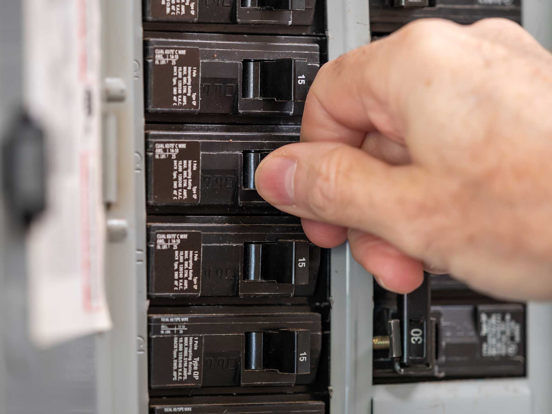 circuit breaker panel flipping switch