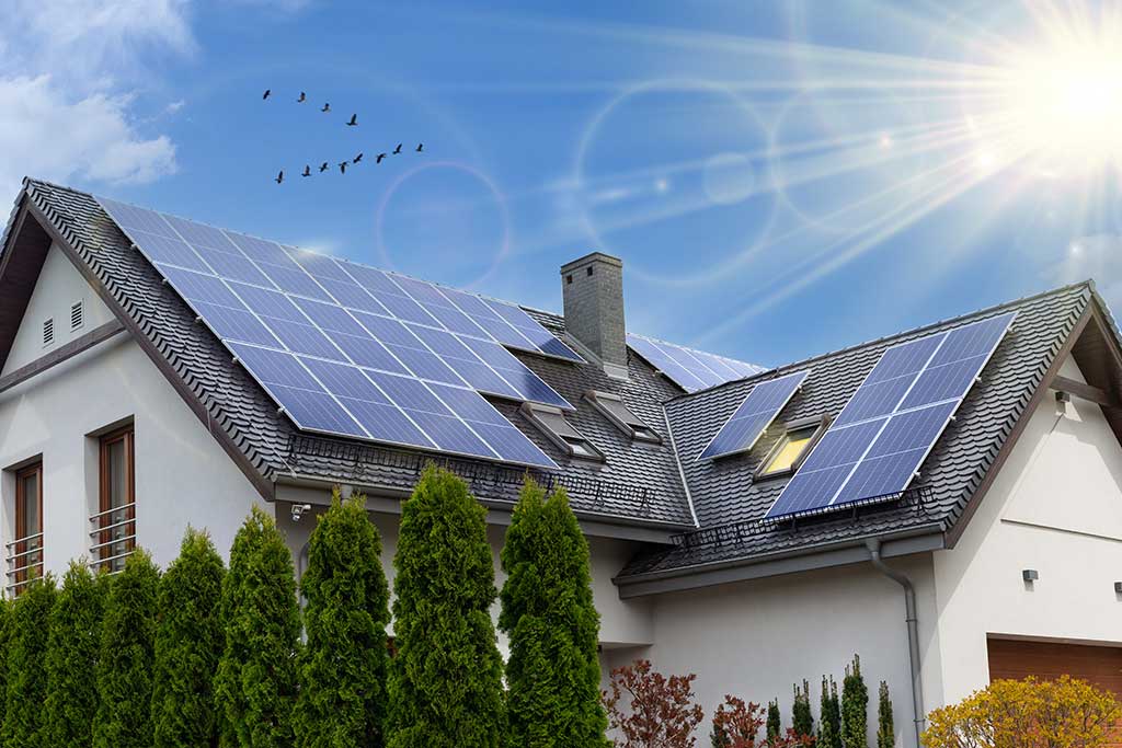 modern house with solar panels modern house with solar panels