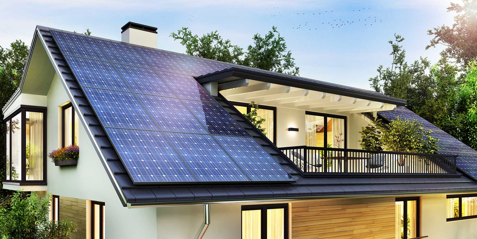 solar panels on the roof of a home